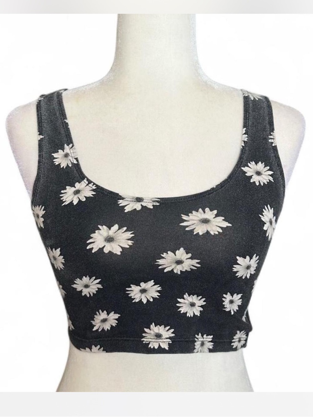 💜 American Apparel Faded Style Floral Tank Crop Top (M)